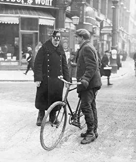 Prevention: A police officer instructs a cyclist, 1929