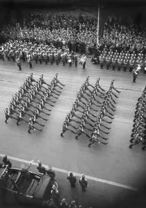 Polizei: Police parading in front of the Fuehrer, 1937