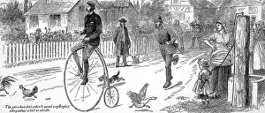 Offence: Policeman chasing a Penny Farthing Cyclist 1880