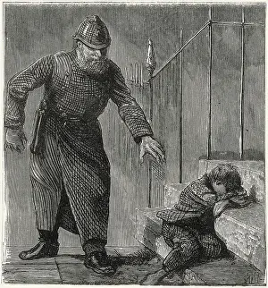 Kindness: Policeman discovering sleeping waif on a doorstep
