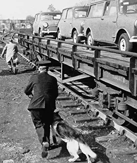 Minis: Policeman and dog by a railway line