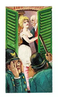 Assignation: Policemen and couple on a comic greetings card