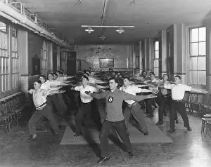 Vests: Policemen doing synchronised exercises