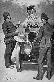 Offending: Two policemen with an offending lady driver