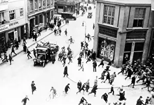 Cudgel: Policemen separate demonstrating protesters, 1929