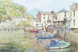 Harbours: Polperro, Cornwall with Cliffs above Harbour