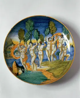 Lanfranco: Polychrome ceramic bowl depicting Phaethon's