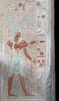 El Bahari: Polychrome relief depicting a pharaoh. Temple of Hatshepsut