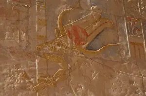 Bahri: Polychrome relief representing the goddess Hathor as a cow