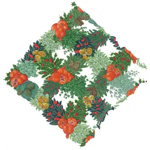 Pomegranates: Pomegranates, holly, ivy, mistletoe etc
