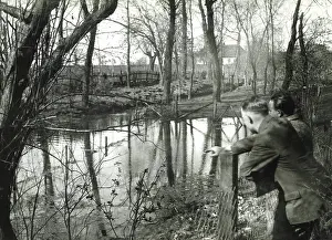 Symbolize: A pond divided by the border at Danzig, around the 1920s