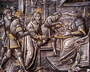 Pilate: Pontius Pilate washed his hands. Miniature. Poesies Devotes