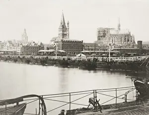 Koln: Pontoon bridge, River Rhine, Cologne, Koln, Germany