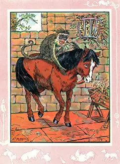 Manger: A pony with a monkey on its back