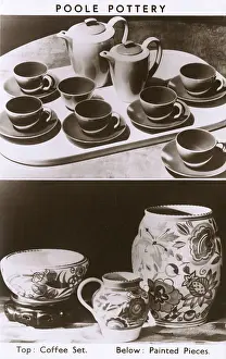 Handpainted: Poole Pottery - A Coffee Set and various painted pieces