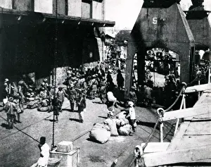 Embarking: Poona Division at Bombay Dock, India, WW1