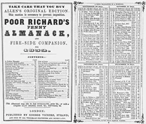 Almanack: Poor Richard's Penny Almanack, 1852