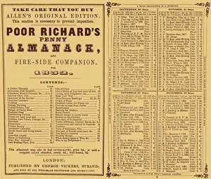 Almanack: Poor Richard's Penny Almanack, 1852
