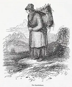 Peat: Poor woman gathering peat