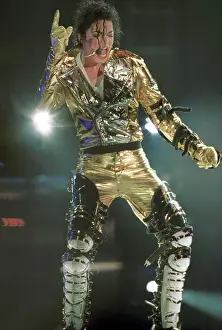 Performs: Pop singer Michael Jackson performs at Dinamo Stadium, 1996