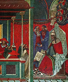 Rule: Pope Honorius III approving the Carmelite Rule by Lorenzetti