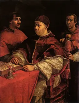 Cardinals: Pope Leo X with two others, by Raphael
