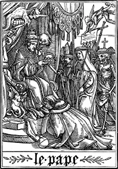 Holbein: The Pope visited by Death. From Hans Holbein the
