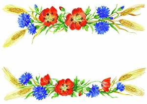 Sprays: Poppies, cornflowers and corn