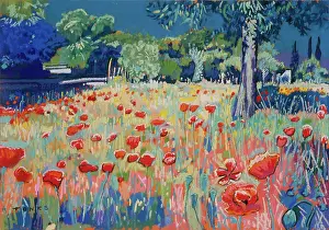 Tonks: Poppies in a Meadow - with trees