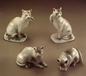 Meissen: Four Porcelain Cats