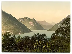 Tessin: Porlezza, general view (distant), Tessin, Switzerland