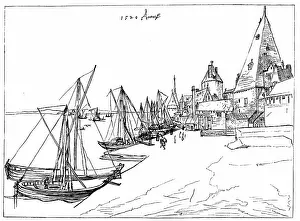 Durer: Port of Antwerp (Anvers) in 1520. After drawing