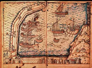 Dockyard: Port of Barcelona during his construction. 16th century. Spa