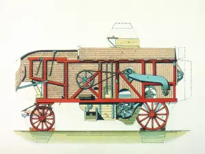 Threshing: Portable threshing machine. Machines of this type