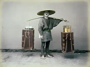 Depict: Porter with shoulder pole, full-length studio portrait, stan