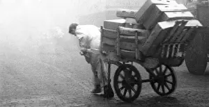 Smithfield: Porter in smog, Smithfield Market, London