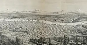 C1880: Portland, Oregon, population 22, 000, looking east to the Cas