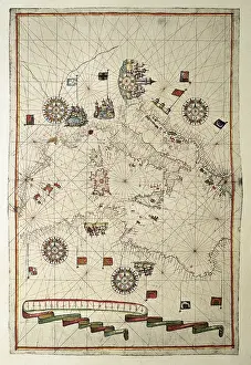 Cartographies: Portolan chart, 1582. Map of the central part