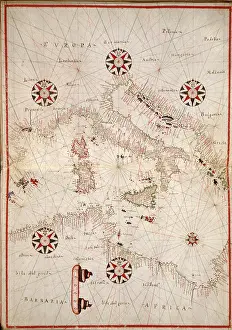 Oliva: Portolan Chart, Central Mediterranean, 1590s