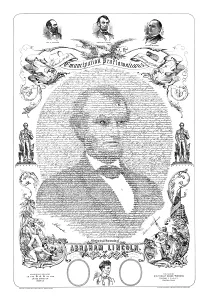 Proclamation: Portrait of Abraham Lincoln formed from the