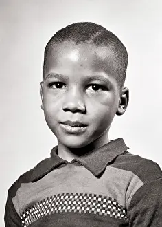 Sincere: Portrait African-American Boy Looking at Camera Serious