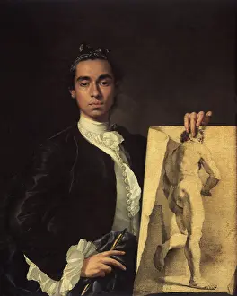 1760: Portrait of the Artist Holding a Life Study