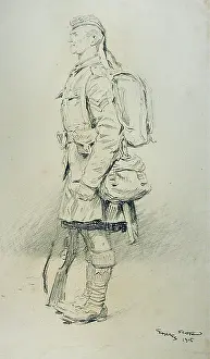 L Illustration: Portrait of a Corporal of the 1/9th (Glasgow Highlanders) Ba