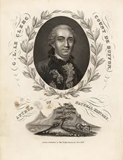 Smellie: Portrait of Count Georges Buffon inside laurel garland