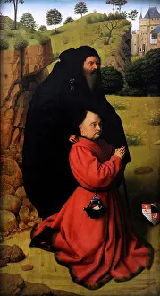 Presenting: Portrait of a Donor in Scarlet and St. Anthony, c.1450, by P