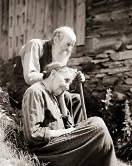 Oldsters: Portrait of Elderly Alpine Couple in