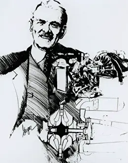 Whittle: Portrait of F Whittle & workings of jet engine