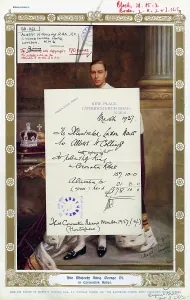 Alteration: Portrait of George VI by Albert Collings with invoice