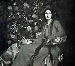 Infront: Portrait of Lady and Dog