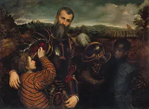 Lcgrfa1710: PORTRAIT OF A MAN IN ARMOR WITH TWO PAGES, by Paris